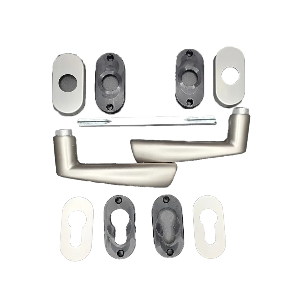 [POIGNEEINOX] PAIR OF STAINLESS STEEL FINISH ALUMINIUM HANDLES WITH CYLINDER COVERS