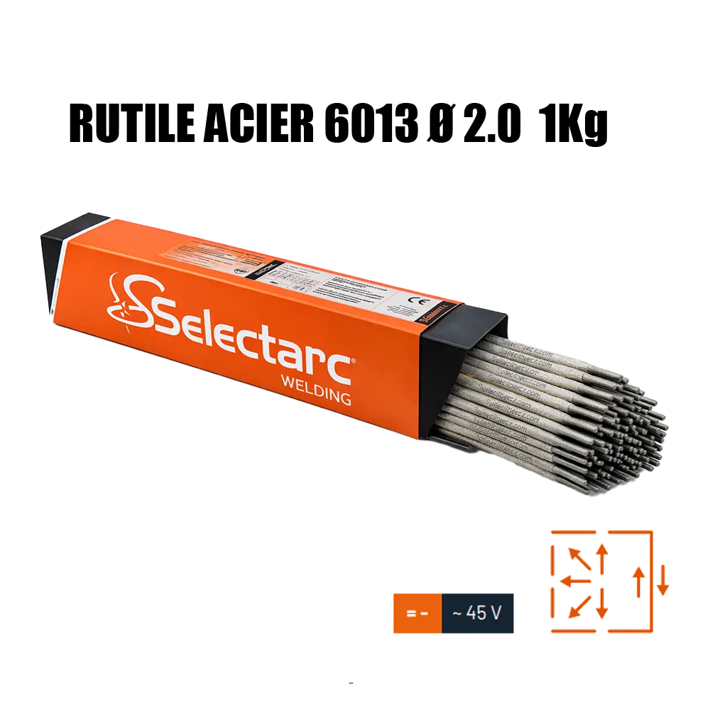 [MMAACIER6013 2.0 1KG] ÉLECTRODES RUTILES ACIER 6013 Ø2.0 x 300 – BOÎTE DE 1 KG