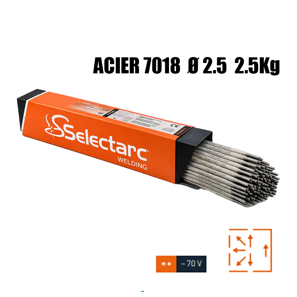 [MMAACIER7018 2.5 2.5KG] ELECTRODOS BÁSICOS DE ACERO 7018 Ø2,5 x 350 – CAJA DE 2.5 KG