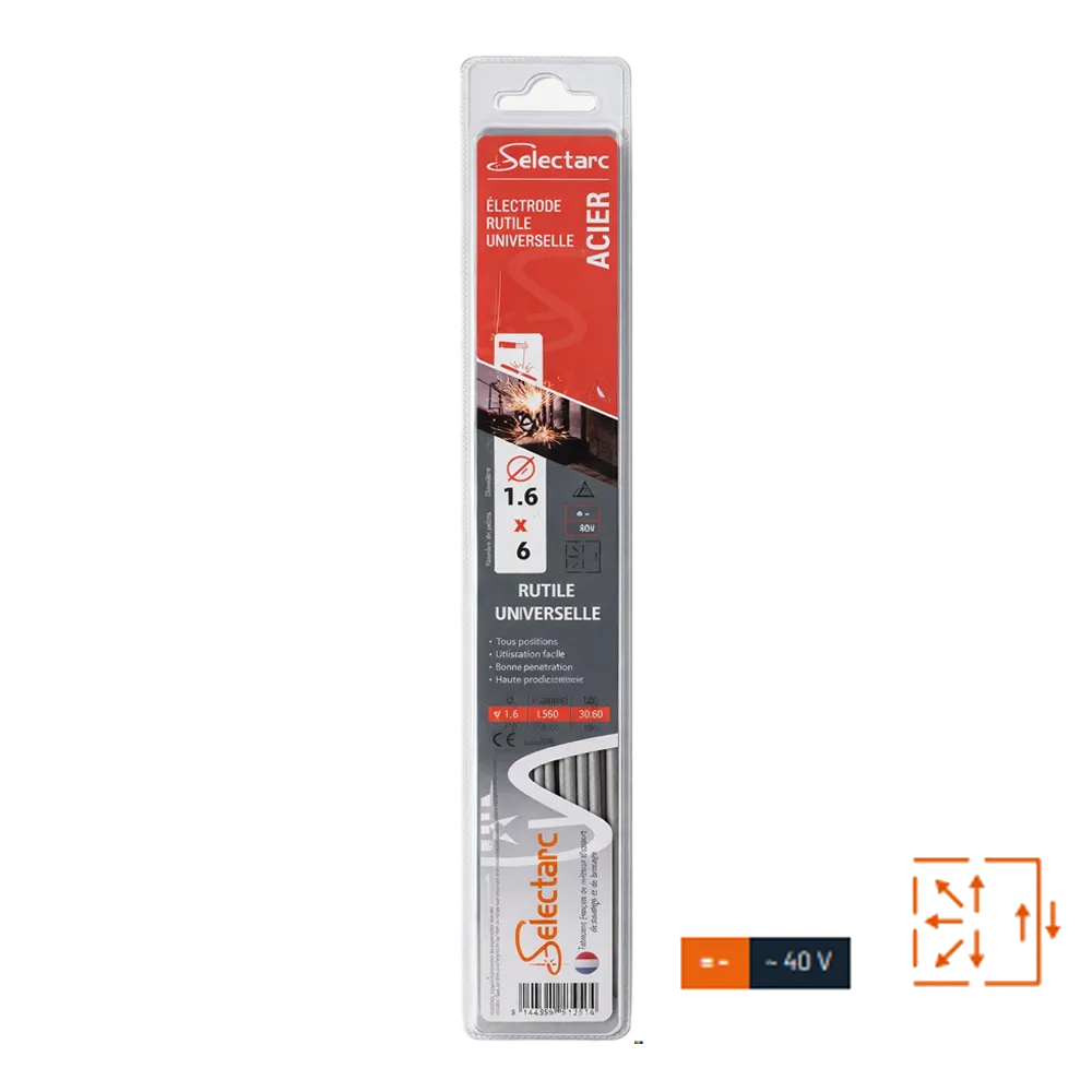 [MMAACIER6013 1.6BLIS16] ELECTRODOS RUTÍLICOS DE ACERO 6013 Ø1,6 x 300 – BLÍSTER 16 U