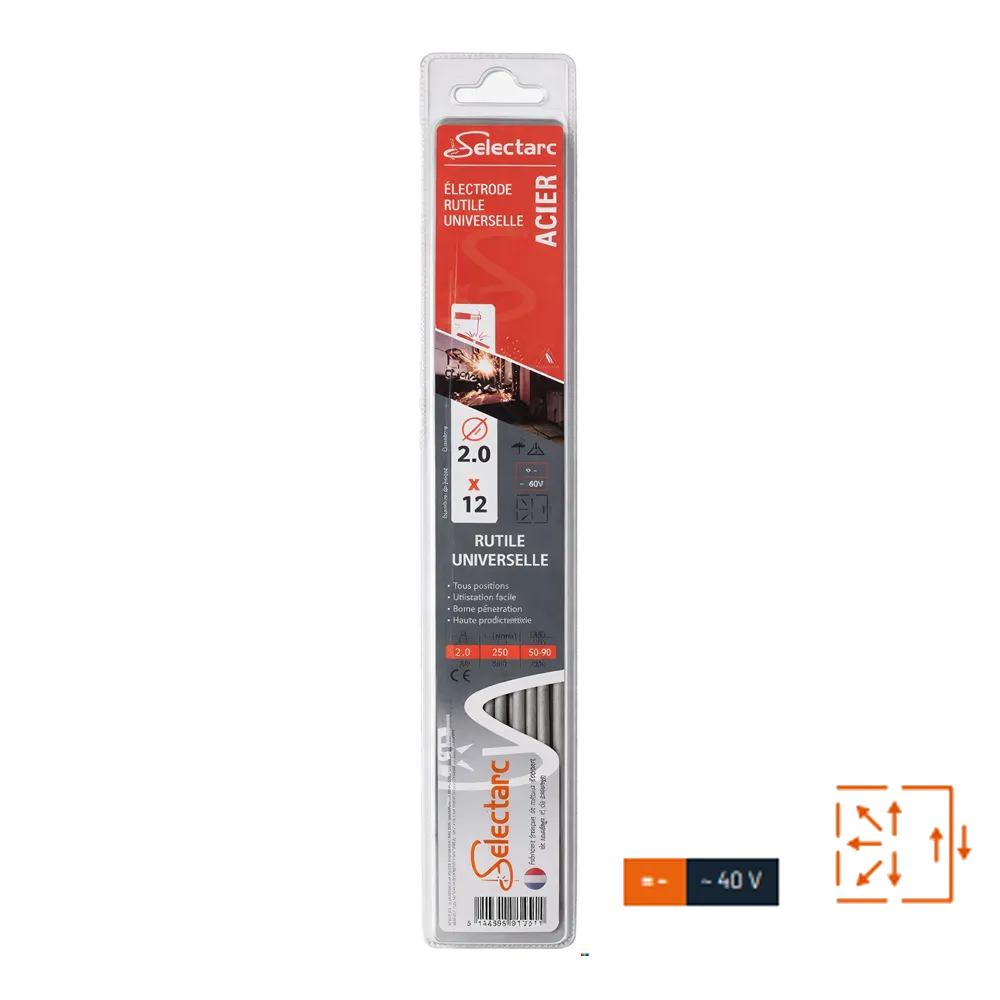 [MMAACIER6013 2.0BLIS12] ELECTRODOS RUTÍLICOS DE ACERO 6013 Ø2,0 x 300 – BLÍSTER 12 U